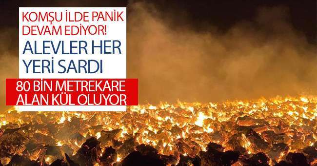 Biyokütle yakıtlı enerji santralindeki yangın 80 bin metrekarelik alanda sürüyor