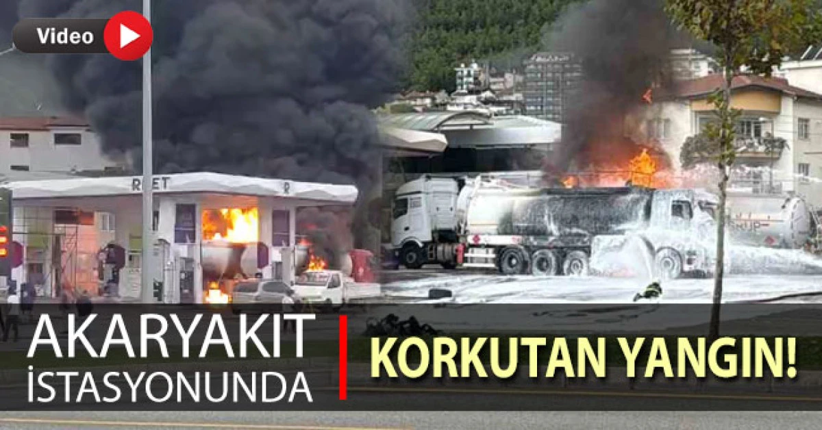 Akaryakıt istasyonunda yakıt boşaltan tanker patladı
