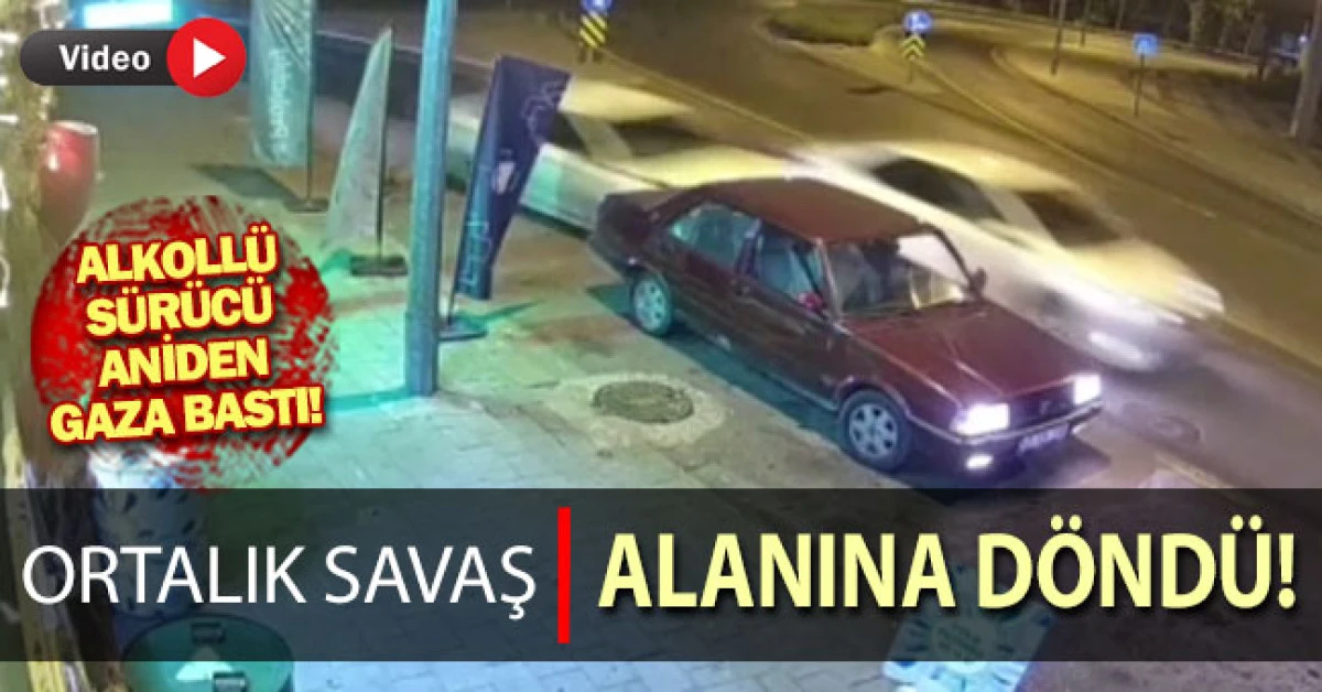 Alkoll&uuml; s&uuml;r&uuml;c&uuml; aniden gaza bastı, ortalık savaş alanına d&ouml;nd&uuml;