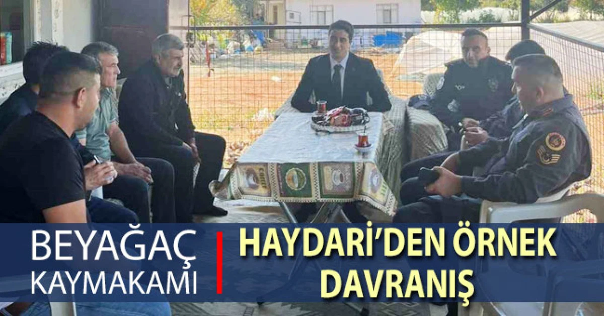 Beyağa&ccedil; kaymakamı Haydari&rsquo;den &ouml;rnek davranış