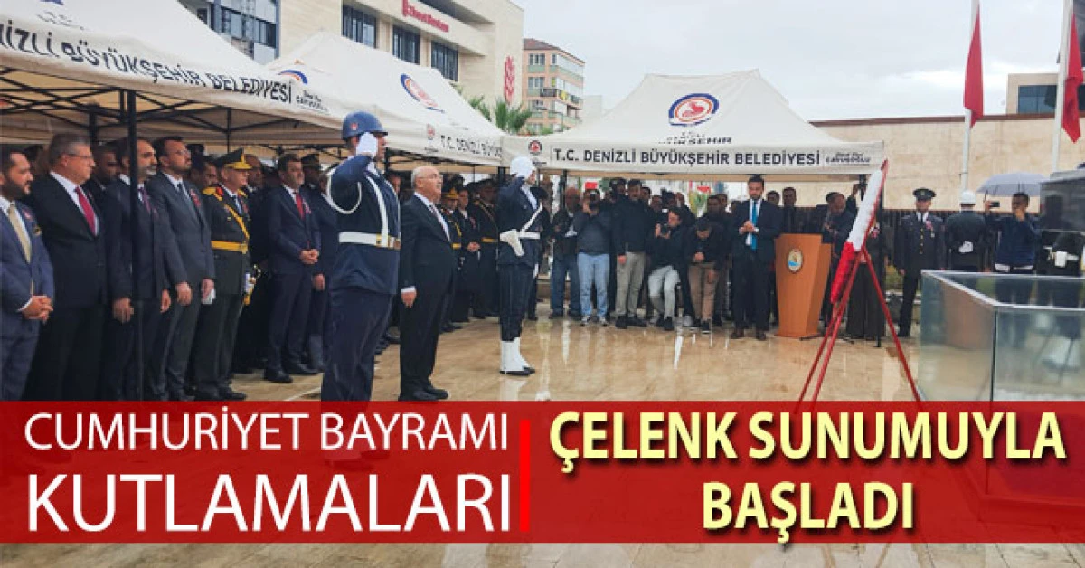 Denizli&rsquo;de Cumhuriyet Bayramı kutlamaları &ccedil;elenk t&ouml;reniyle başladı