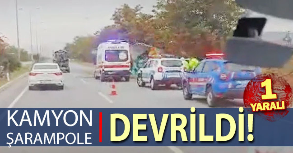 Denizli&rsquo;de kamyon şarampole devrildi: 1 yaralı