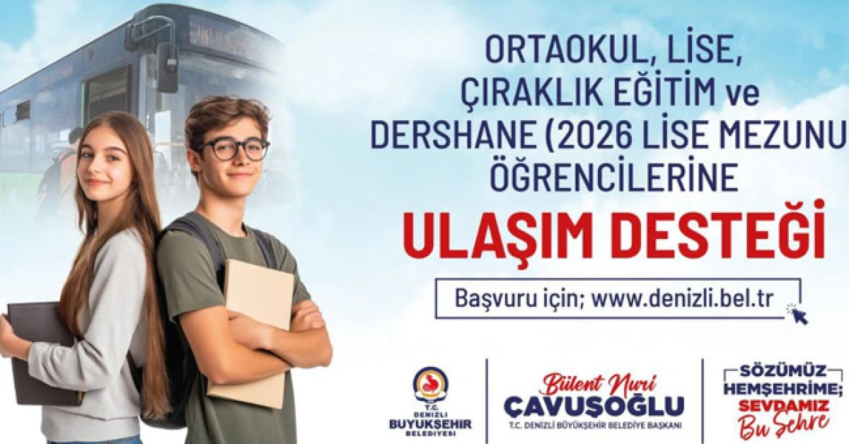 Denizli&rsquo;de &ouml;ğrencilere aylık 44 binişlik ulaşım desteği