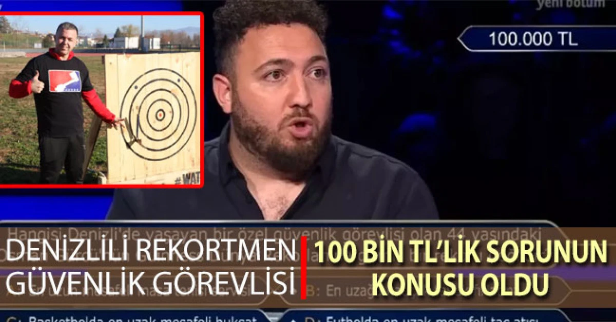Denizlili rekortmen Osman Gürcü 100 bin TL'lik soruya konu oldu