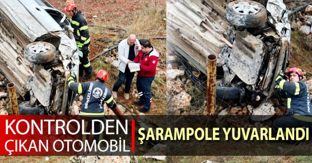 Karşı şeride ge&ccedil;en otomobil şarampole yuvarlandı