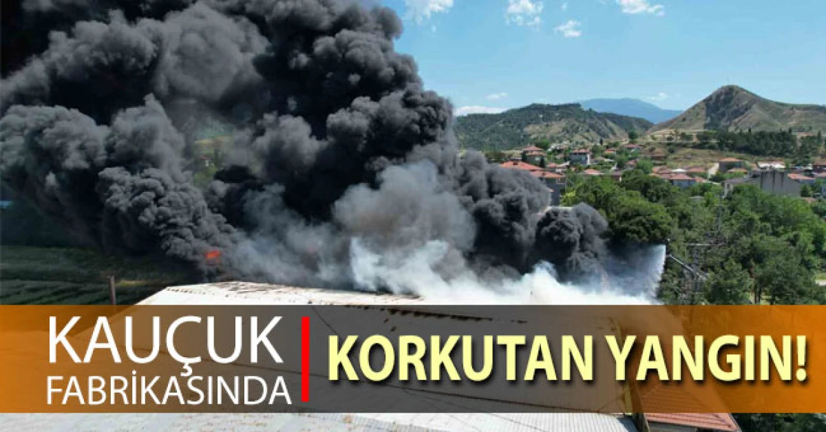 Kau&ccedil;uk deposunda korkutan yangın
