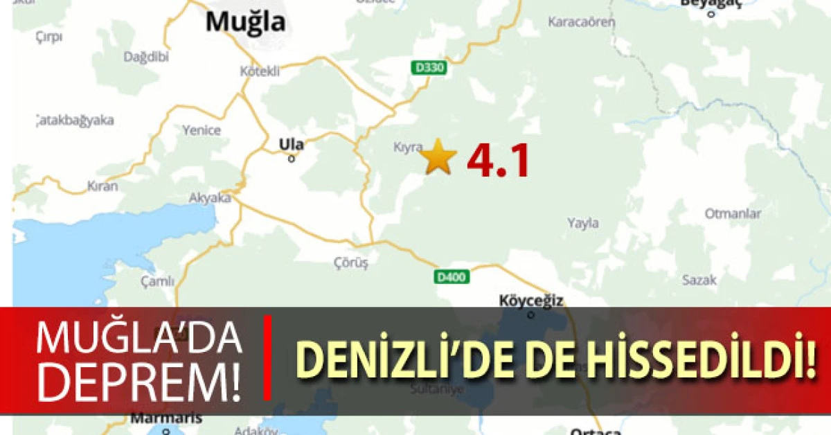 Muğla'da 4.1 büyüklüğünde deprem!
