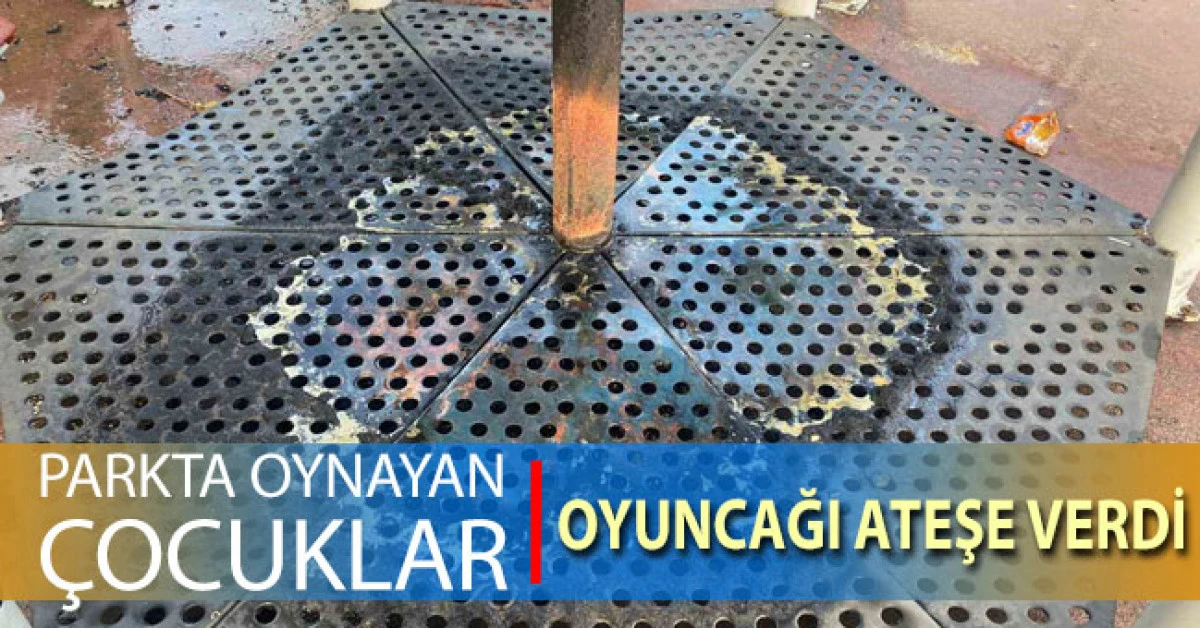 Parkta oynayan çocuklar oyuncağı ateşe verdi