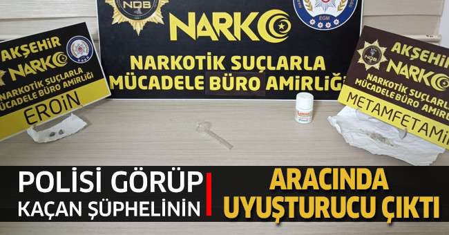 Polisi görüp kaçan şüphelinin aracında uyuşturucu çıktı
