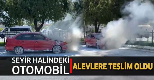 Trafikte ilerleyen otomobil alevlere teslim oldu