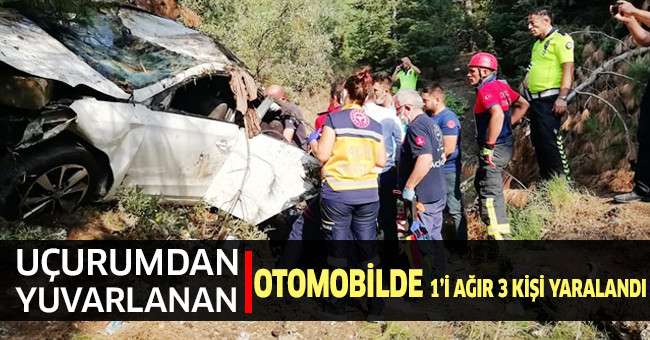 Uçurumdan yuvarlanan otomobilde 1’i ağır 3 kişi yaralandı