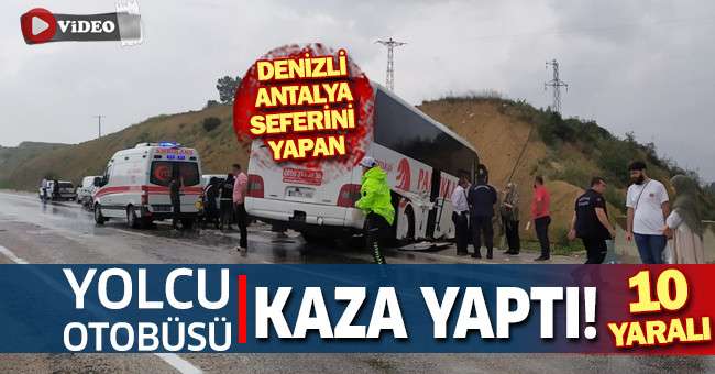 Yoldan çıkan  yolcu otobüs toprak yığınına çarptı: 10 yaralı